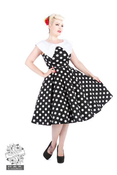 Black White large Polka Dot Swing Dress in Black/White - Hearts & Roses ...