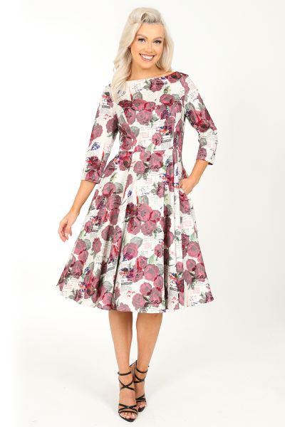 Tilly Tea Party Swing Dress in white - Hearts & Roses London